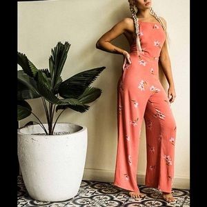 NWT Billabong Still Here Floral Jumpsuit